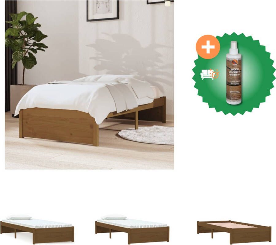 VidaXL Houten Bedframe eenpersoons 195.5 x 80.5 x 31 cm Stabiel en Rustiek Geschikt voor 75 x 190 cm matras (Honingbruin) Bed Inclusief Houtreiniger en verfrisser - Foto 4