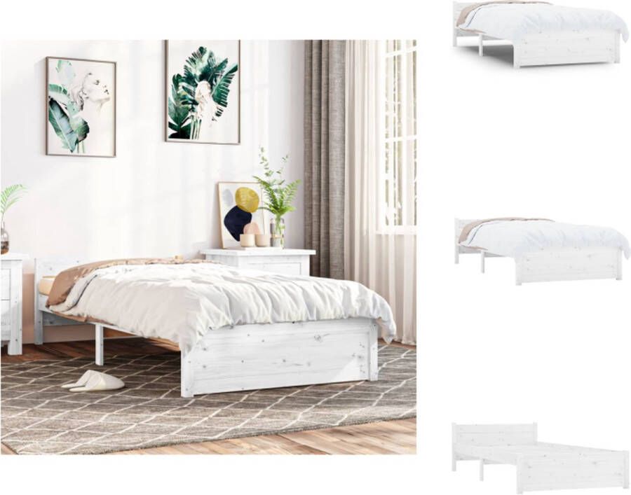 VidaXL Houten bedframe eenpersoons 90 x 190 cm wit Bed