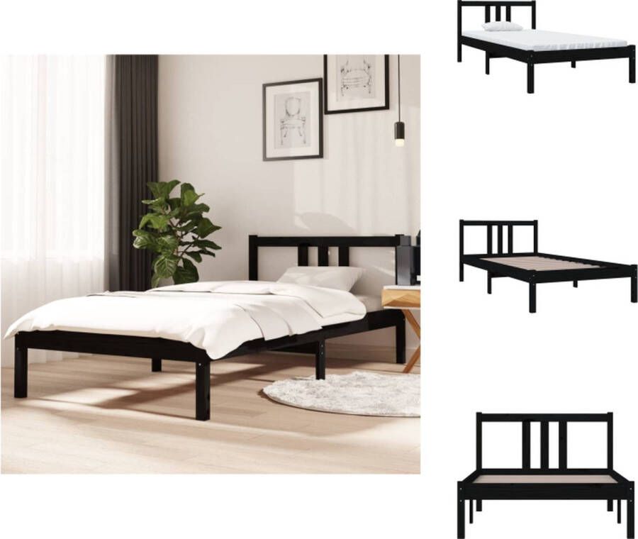 VidaXL houten bedframe eenpersoons 90 x 190 cm zwart Bed