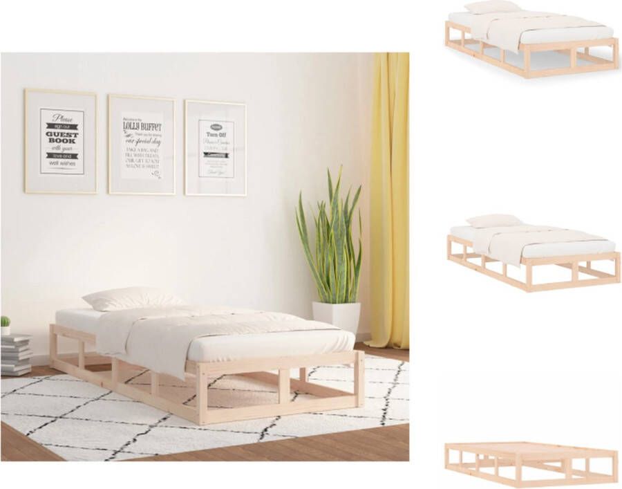 VidaXL Houten Bedframe Eenpersoons Massief Grenenhout 205.5x105.5x28 cm Bed