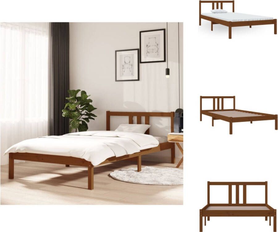 VidaXL Houten Bedframe Modern Eenpersoonsbed Afmeting- 205.5 x 103.5 x 69.5 cm Ken- Hoogwaardig massief grenenhout Bed - Foto 8