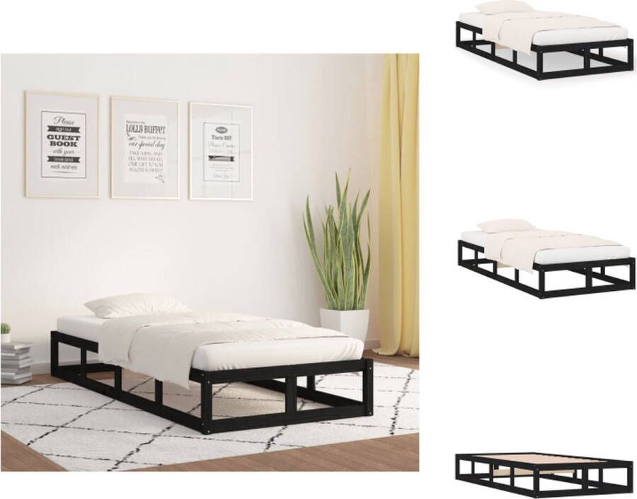 VidaXL Houten Bedframe Eenpersoonsbed 100x200 cm Massief Grenenhout Zwart Bed - Foto 2