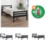 VidaXL Houten Bedframe Eenpersoonsbed 100x200 cm Massief Grenenhout Zwart Bed Inclusief Houtreiniger en verfrisser - Thumbnail 2