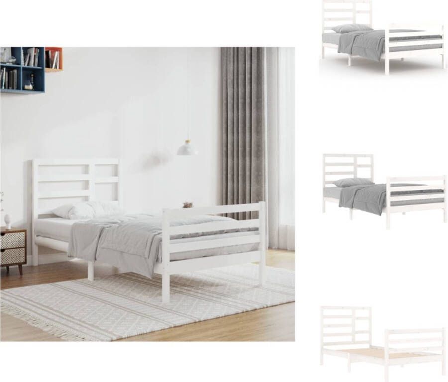 vidaXL Houten Bedframe Eenpersoonsbed 100x200 Hoogwaardig massief grenenhout stabiel en praktisch Bed