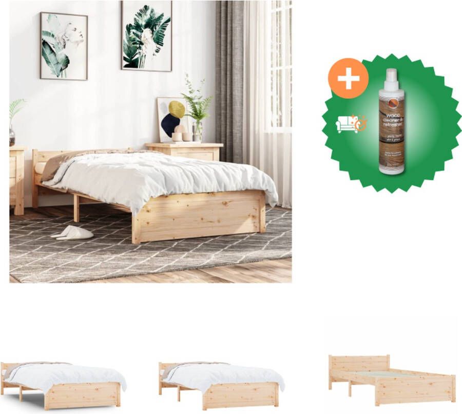 VidaXL Houten Bedframe Eenpersoonsbed 195.5 x 95.5 x 51 cm Massief grenenhout Stabiel en comfortabel Bed Inclusief Houtreiniger en verfrisser