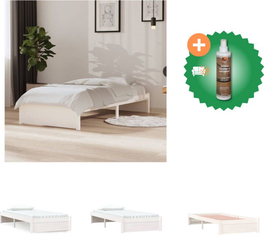 VidaXL Houten Bedframe Eenpersoonsbed 195.5 x 93.5 x 69.5 cm Hoogwaardig massief grenenhout Stabiel en comfortabel Wit Montage vereist Geschikt voor matras van 90 x 190 cm (niet inbegrepen) Bed Inclusief Houtreiniger en verfrisser - Foto 6