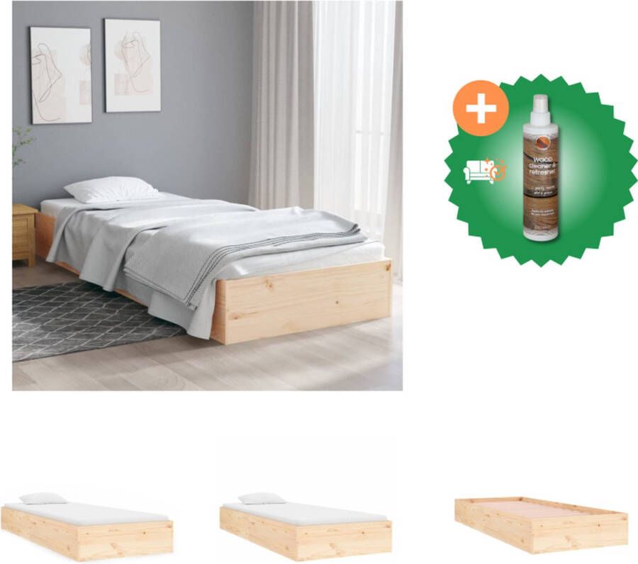 VidaXL Houten Bedframe Grenenhout Eenpersoons 195.5 x 81 x 104 cm Stabiel en Stijlvol Geschikt voor 75 x 190 cm Matras Montage vereist Inclusief Hoofdeind en Voeteneind Bed Inclusief Houtreiniger en verfrisser - Foto 7