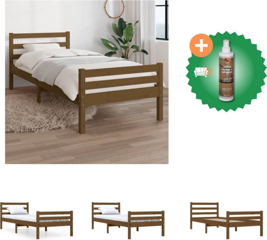 VidaXL Houten Bedframe eenpersoons 195.5 x 80.5 x 31 cm Stabiel en Rustiek Geschikt voor 75 x 190 cm matras (Honingbruin) Bed Inclusief Houtreiniger en verfrisser - Foto 6