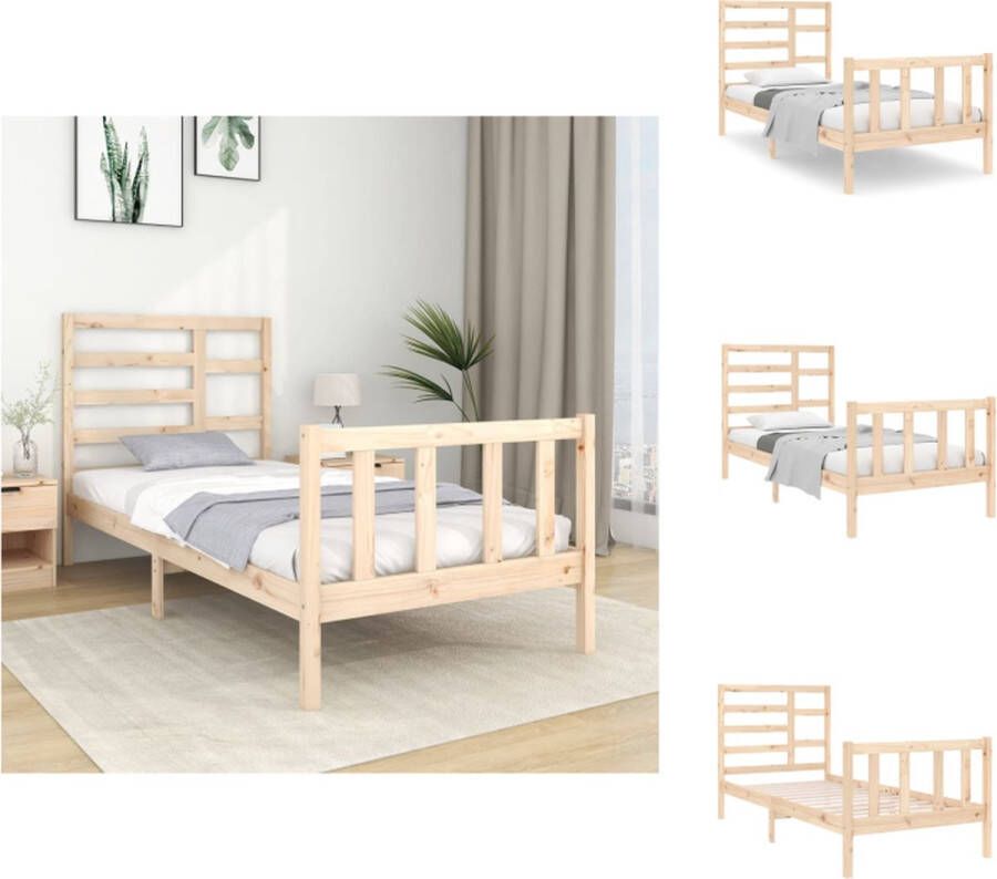 VidaXL Houten Bedframe Eenpersoonsbed 90 x 190 cm Massief grenenhout Bed - Foto 3