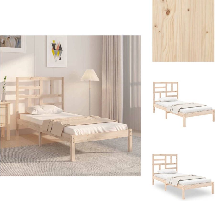 vidaXL Houten Bedframe Eenpersoonsbed 90 x 190 cm Massief Grenenhout Bed