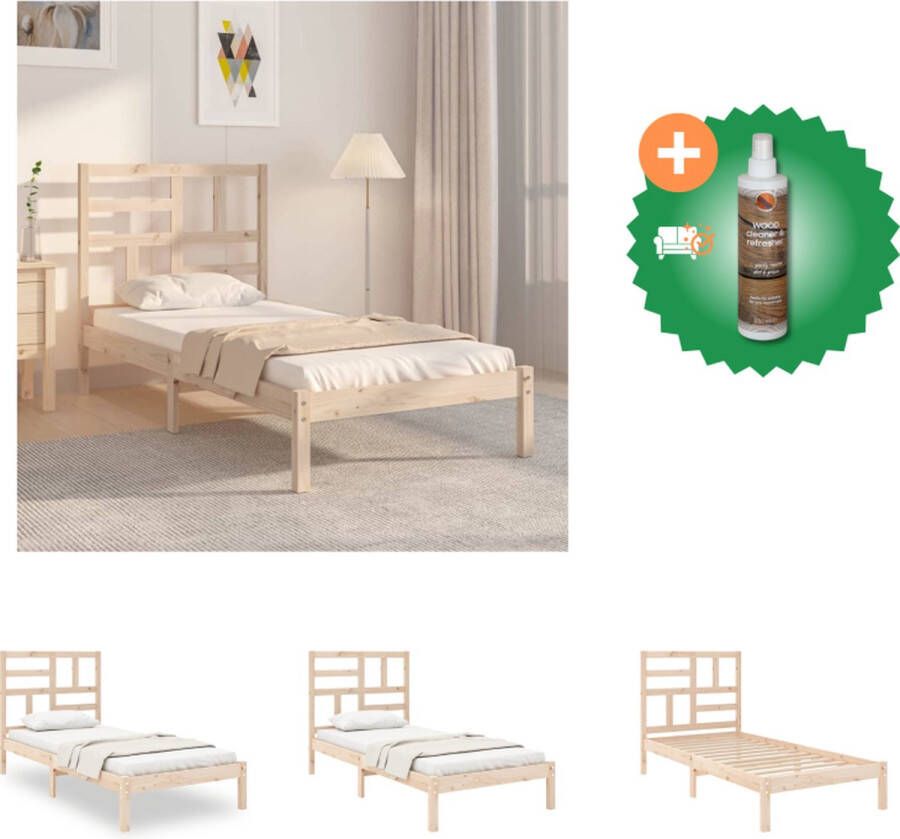VidaXL Houten Bedframe Eenpersoonsbed 90 x 190 cm Massief Grenenhout Bed Inclusief Houtreiniger en verfrisser