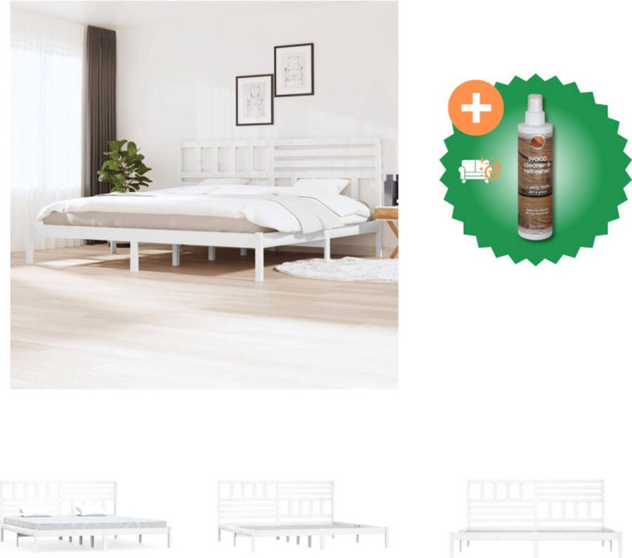 VidaXL Houten Bedframe Geniet van een heerlijke nachtrust 205.5 x 206 x 100 cm Ken- Hoogwaardig massief grenenhout Bed Inclusief Houtreiniger en verfrisser