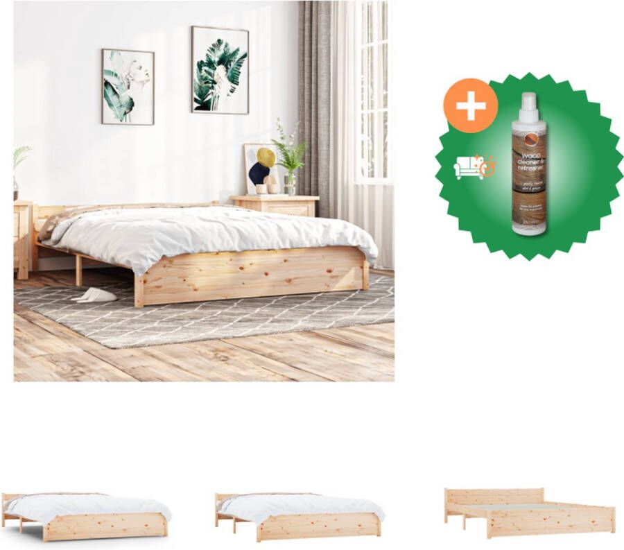 VidaXL Houten Bedframe Grenenhout 140 x 190 cm Rustieke uitstraling Bed Inclusief Houtreiniger en verfrisser
