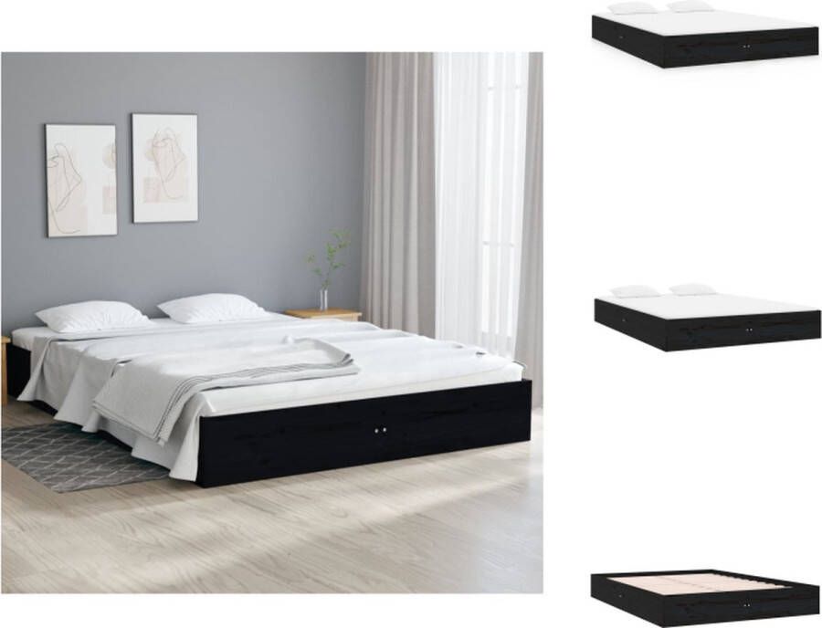 VidaXL Houten Bedframe Grenenhout 140 x 190 cm Zwart Bed