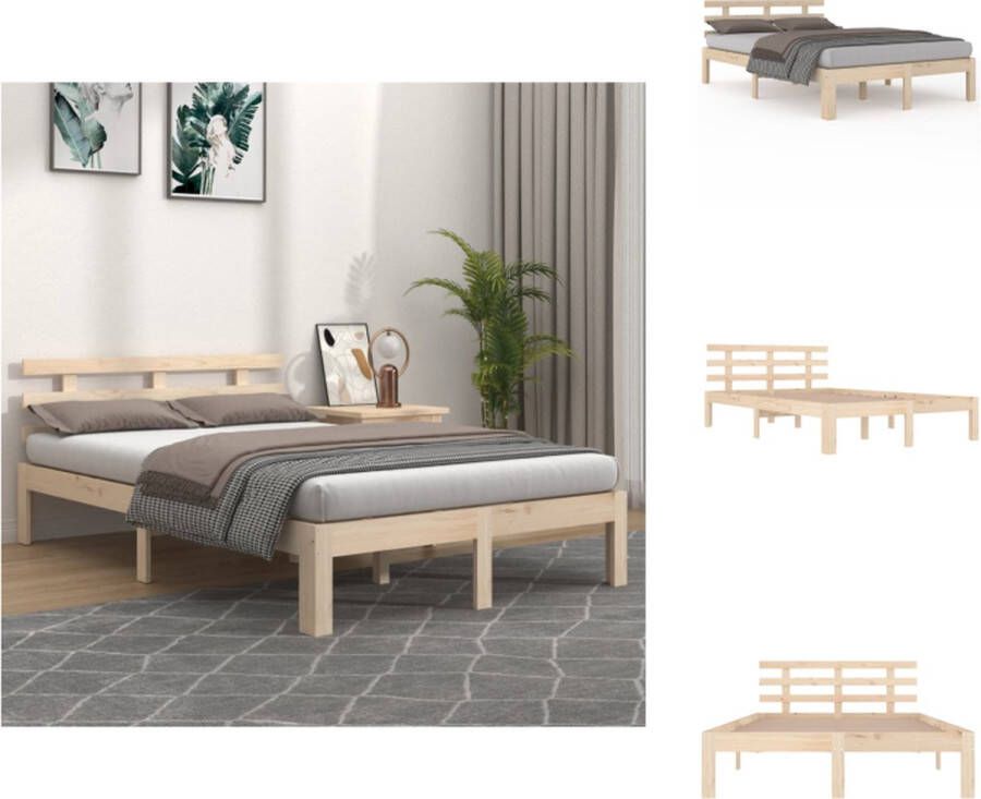 VidaXL Houten Bedframe Modern Slaapkamer Afmeting- 205.5 x 146 x 104 cm Ken- Hoogwaardig massief grenenhout Bed - Foto 5