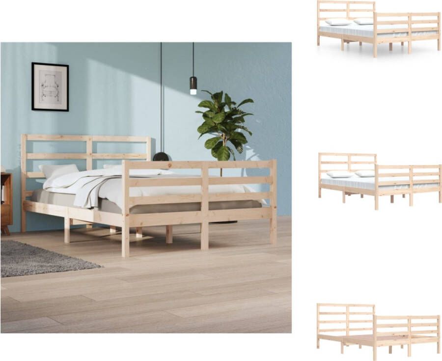 VidaXL Bedframe Grenenhout 205.5 x 145.5 x 100 cm Onbehandeld 140 x 200 cm Montage vereist Bed - Foto 3