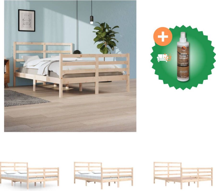 VidaXL Houten Bedframe Grenenhout 140 x 200 cm Stabiel en Comfortabel Bed Inclusief Houtreiniger en verfrisser