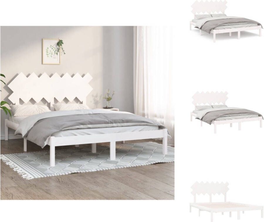 VidaXL Houten Bedframe Grenenhout 140 x 200 cm Wit Bed
