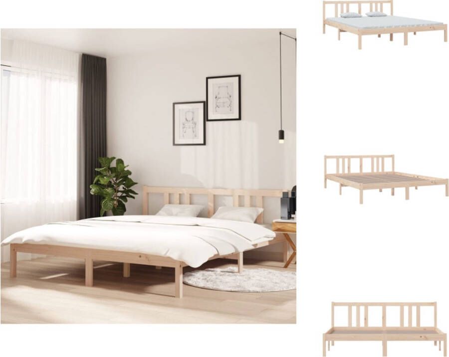 VidaXL Houten Bedframe Grenenhout 160 x 200 cm Massief Stabiel Comfortabel Bed
