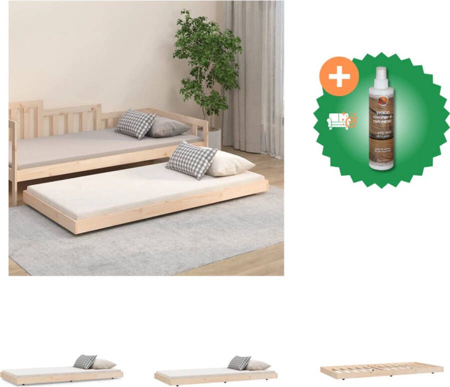 VidaXL Houten Bedframe Grenenhout 193.5 x 79 x 13 cm Stabiel Stevig Bed Inclusief Houtreiniger en verfrisser