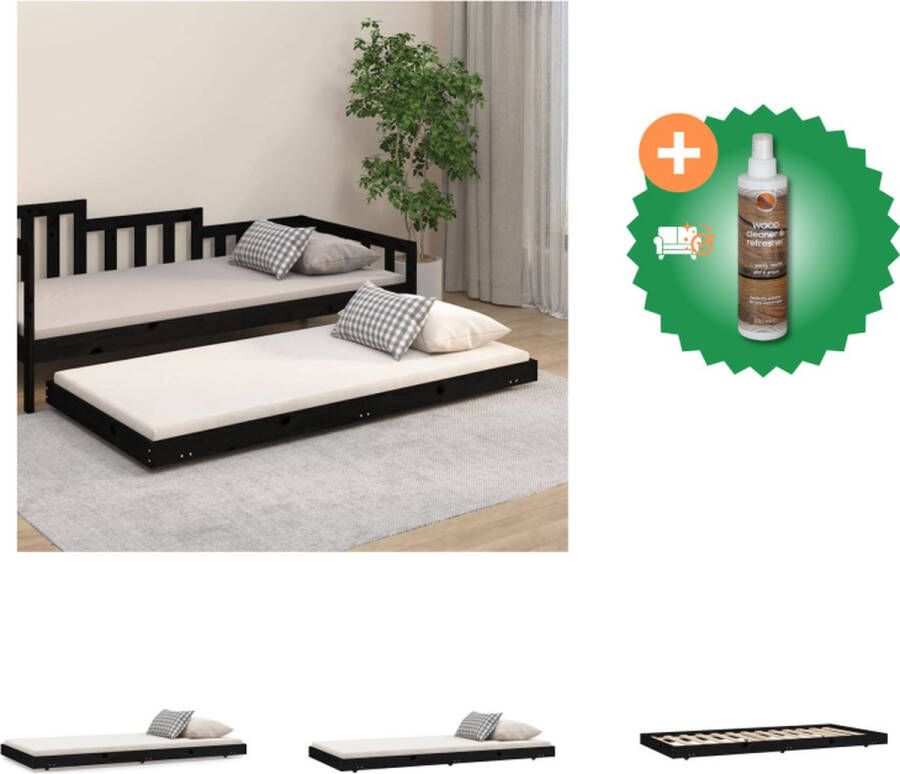 VidaXL Houten Bedframe Grenenhout 193.5 x 94 x 13 cm Zwart Bed Inclusief Houtreiniger en verfrisser