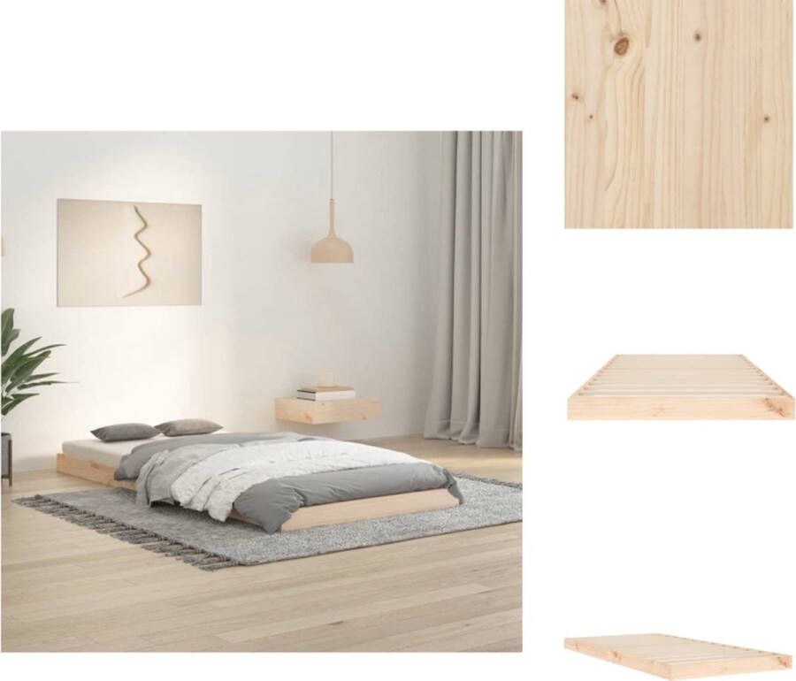 VidaXL Houten Bedframe Grenenhout 193.5 x 94 x 9 cm Geschikt voor matras van 90 x 190 cm Massief en stabiel Bed - Foto 2