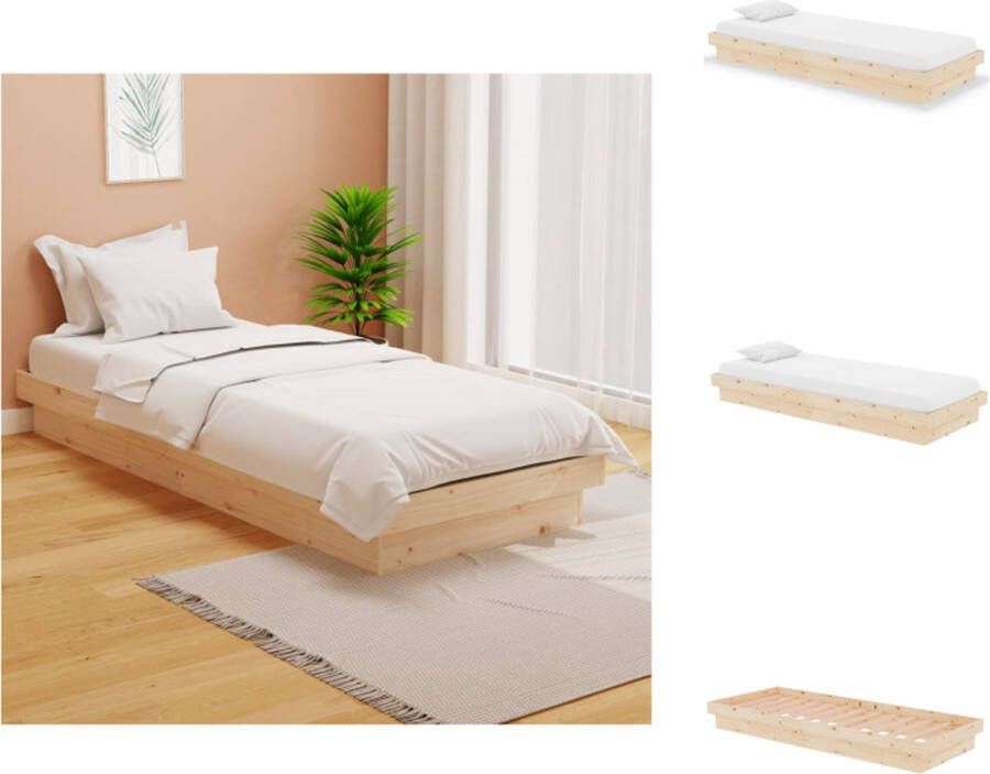 vidaXL Houten Bedframe Grenenhout 194 x 78.5 x 21 cm 75 x 190 cm (2FT6 Small Single) Montage vereist Bed