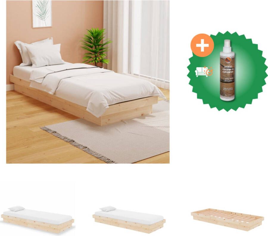 VidaXL Houten Bedframe Grenenhout Eenpersoons 195.5 x 81 x 104 cm Stabiel en Stijlvol Geschikt voor 75 x 190 cm Matras Montage vereist Inclusief Hoofdeind en Voeteneind Bed Inclusief Houtreiniger en verfrisser - Foto 8