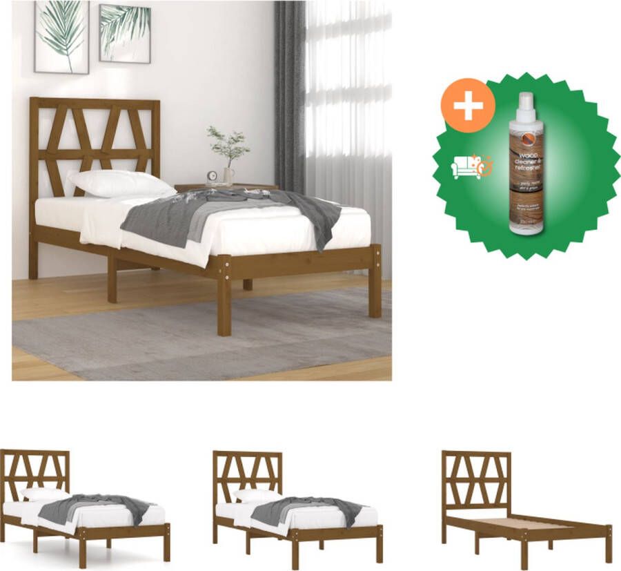 VidaXL Bedframe grenenhout honingbruin 75x190 cm 2FT6 Small Single Bed Inclusief Houtreiniger en verfrisser