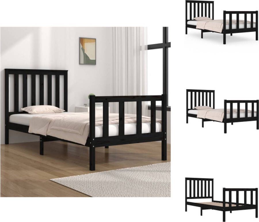 VidaXL Houten Bedframe Grenenhout 195 x 80.5 x 69.5 cm Zwart Bed