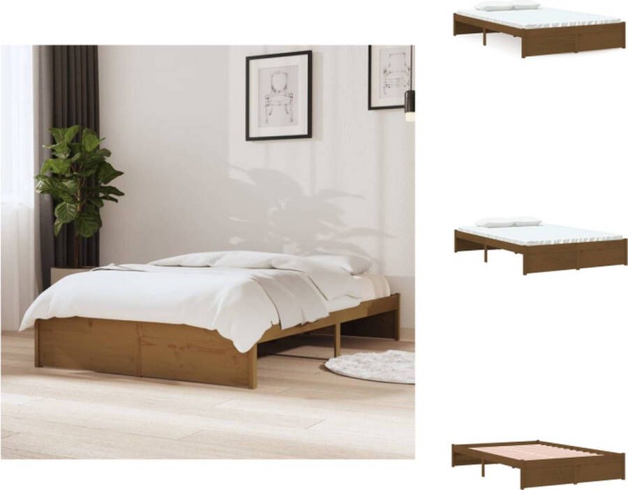 VidaXL Bedframe Bedframes Bed Bedbodem Bedframe massief hout honingbruin 120x190 cm 4FT Small Double - Foto 2
