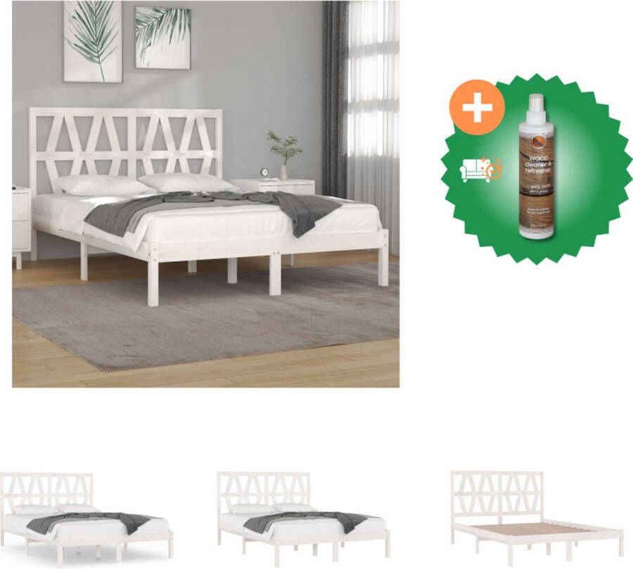 VidaXL Bedframe Grenenhout 120 x 190 cm (4FT) Wit Stabiel en comfortabel Matras niet inbegrepen Montage vereist Levering bevat 1 x bedframe 1 x hoofdeind Bed Inclusief Houtreiniger en verfrisser - Foto 5