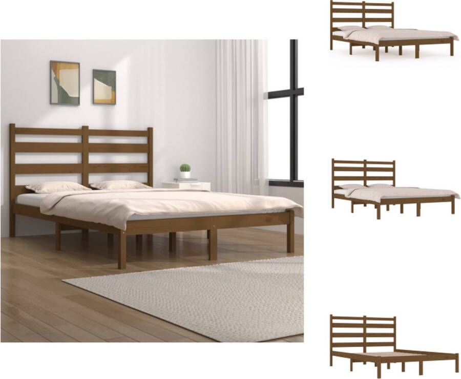 vidaXL Houten Bedframe Grenenhout 195.5 x 140.5 x 100 cm Honingbruin Geschikt voor 135 x 190 cm matras Bed