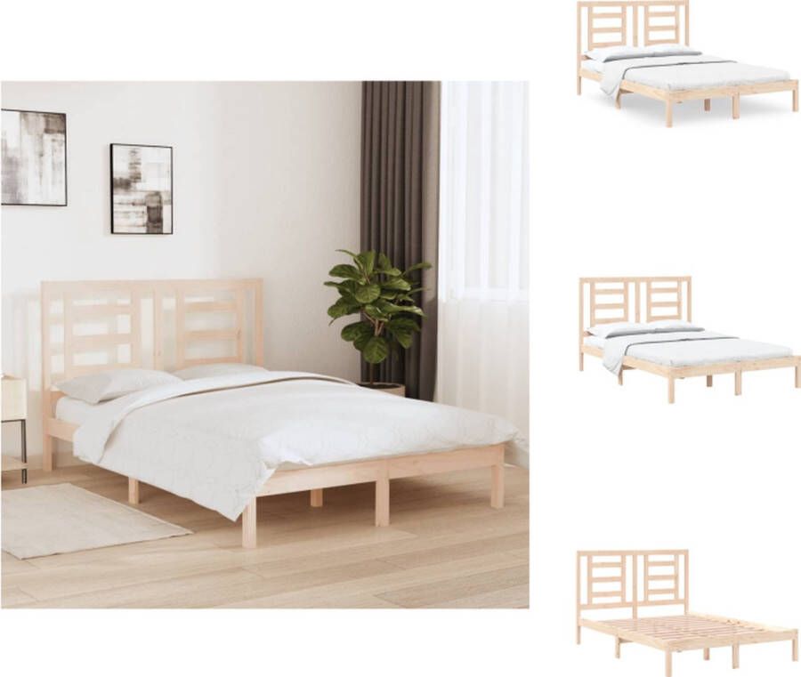 VidaXL Houten Bedframe Grenenhout 195.5 x 140.5 x 31 cm Rustieke uitstraling Bed