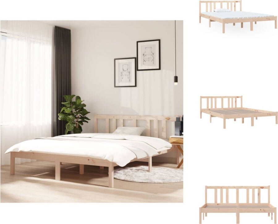 VidaXL Bedframe Houten Grenenhout Massief 195.5 x 145.5 x 31 cm Comfortabel Hoofdeinde Geschikt voor Matras 140 x 190 cm Montagehandleiding inclusief Bed - Foto 8