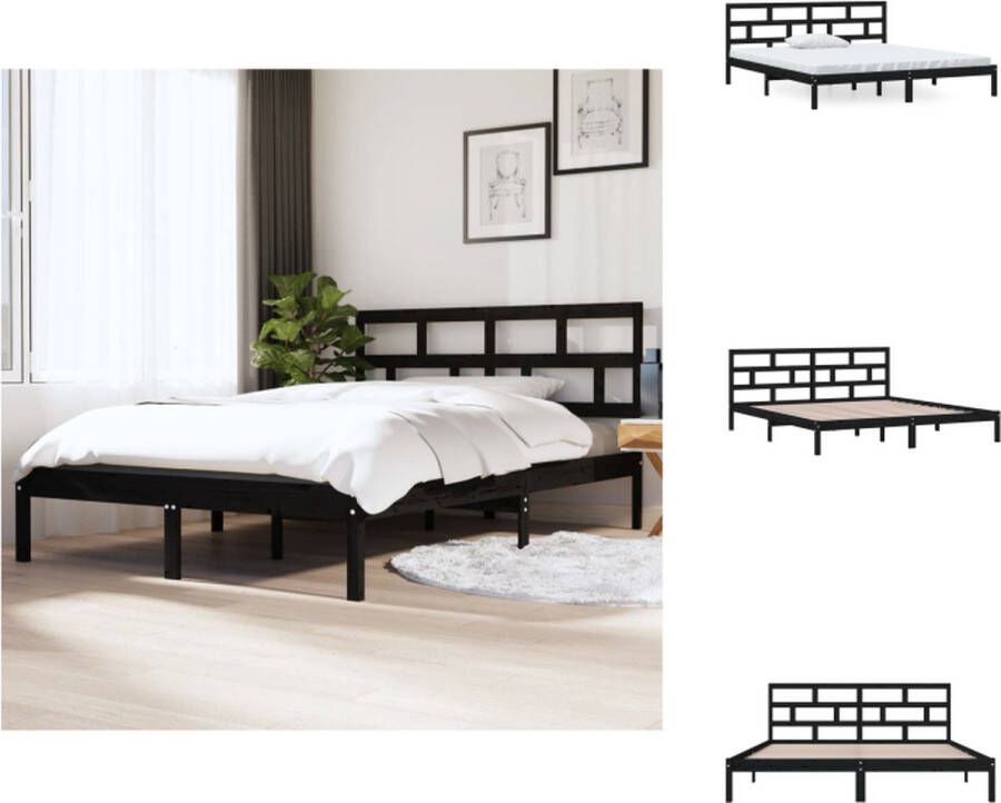 VidaXL Bedframe Houten Zwart 195.5 x 145.5 x 31 cm Geschikt voor 140 x 190 cm matras Montage vereist Bed - Foto 10