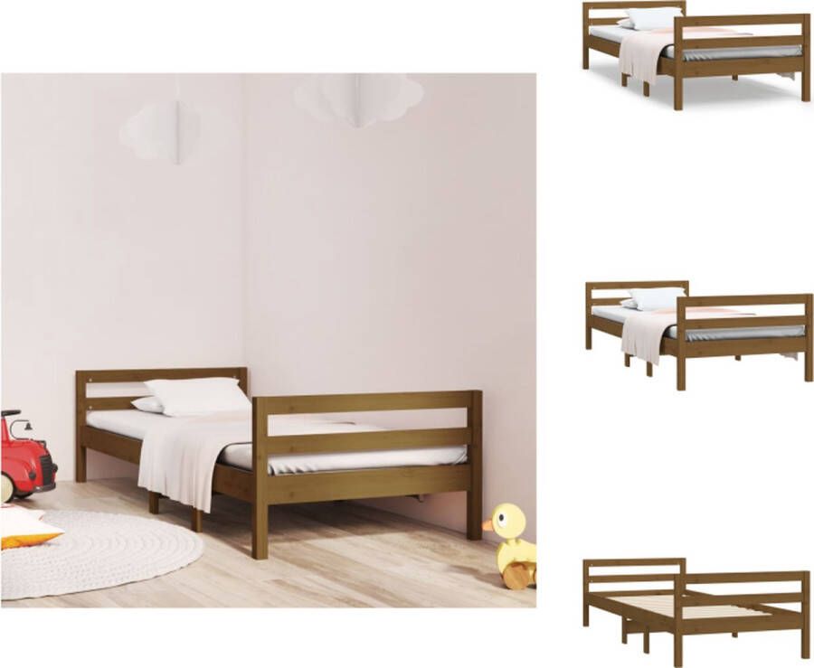 VidaXL Houten bedframe Grenenhout 195.5 x 80.5 x 52.5 cm honingbruin Bed
