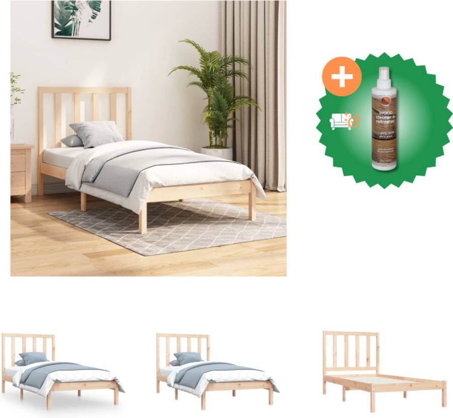 VidaXL Houten Bedframe 195.5 x 95.5 x 69.5 cm Massief grenenhout Geschikt voor matras van 90x190 cm Montage vereist Bed Inclusief Houtreiniger en verfrisser - Foto 3