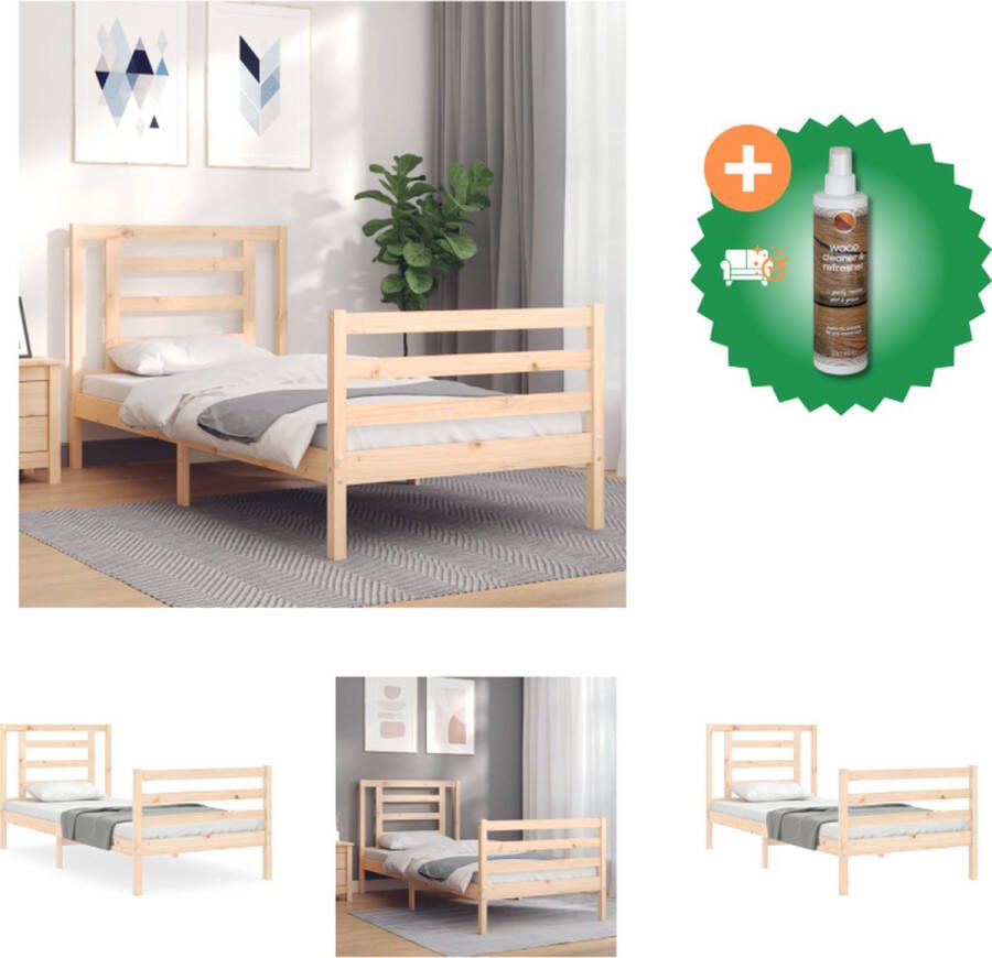 VidaXL Houten Bedframe Grenenhout 195.5 x 95.5 x 100 cm Multiplex lattenbodem Bed Inclusief Houtreiniger en verfrisser - Foto 2