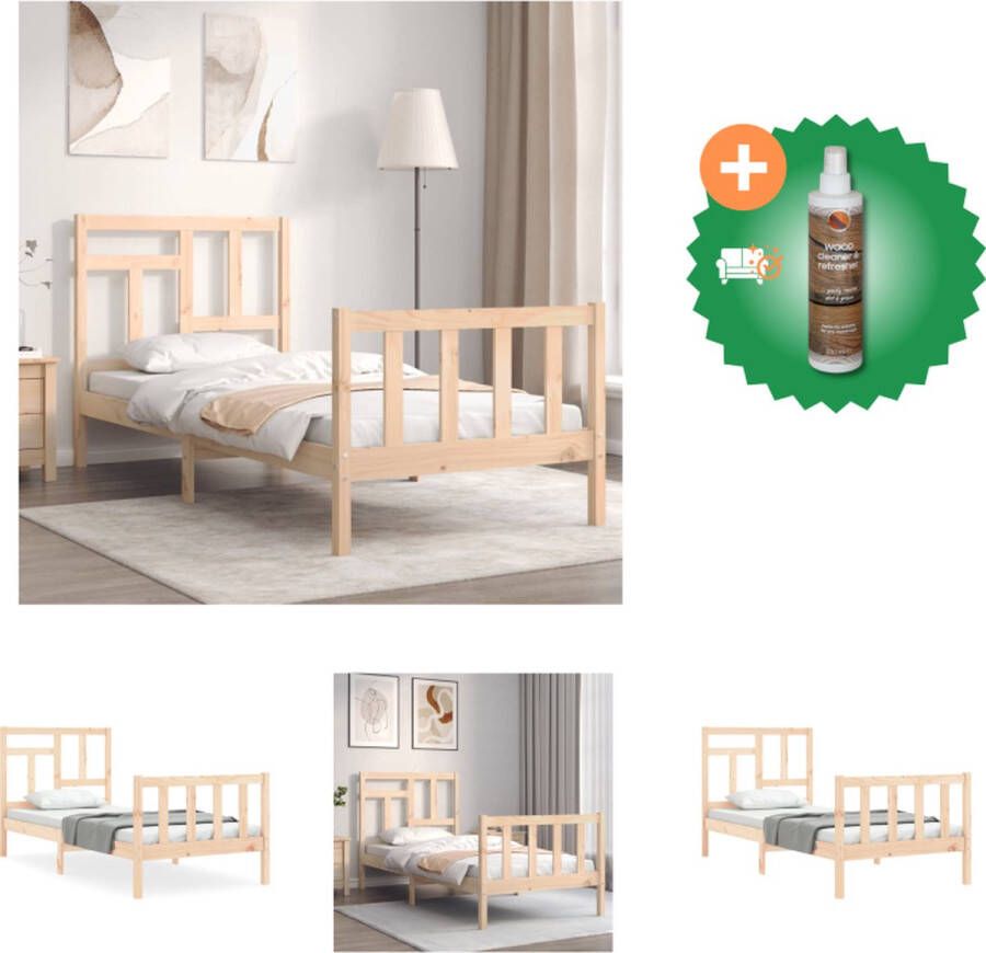 VidaXL Houten Bedframe Grenenhout 195.5 x 95.5 x 100 cm Multiplex lattenbodem Bed Inclusief Houtreiniger en verfrisser