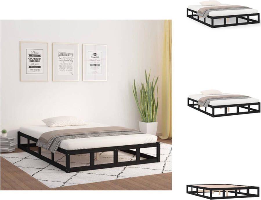 VidaXL Houten Bedframe Grenenhout 195.5x125.5x28 cm Zwart Geschikt voor 120x190 cm Matras (4FT Small Double) Bed