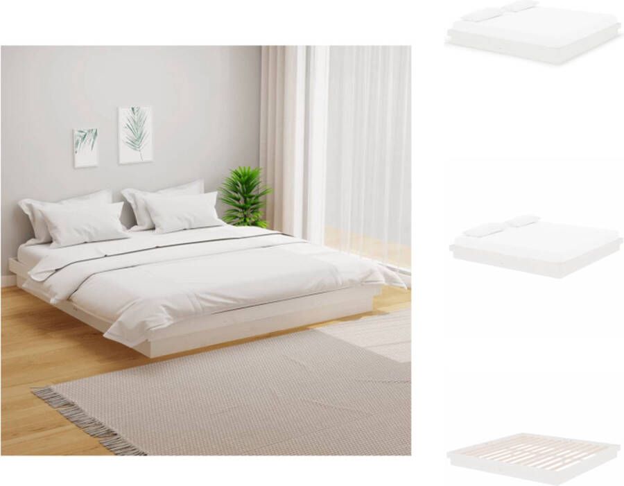 VidaXL Houten Bedframe Grenenhout 204x203.5x21cm Wit Bed