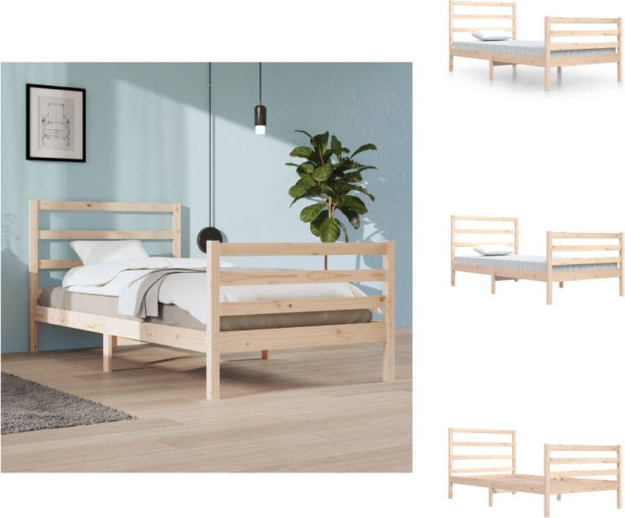 vidaXL Houten Bedframe Grenenhout 205.5 x 105.5 x 100 cm 100 x 200 cm Onbehandeld Bed