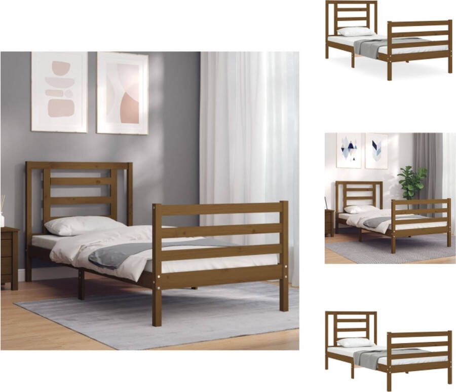 vidaXL Houten Bedframe Grenenhout 205.5 x 105.5 x 100cm Honingbruin Bed