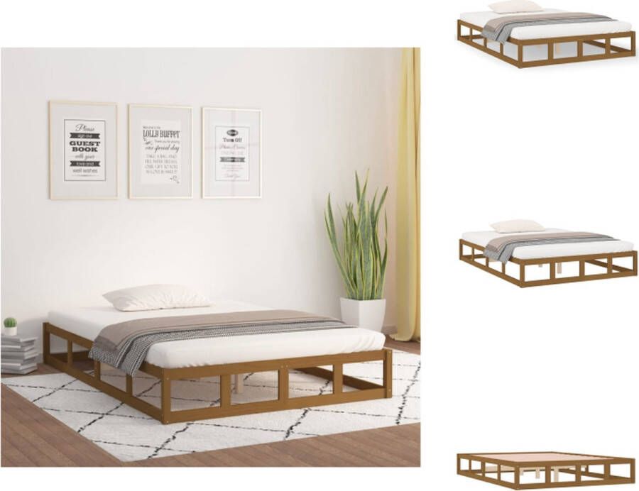 vidaXL Houten Bedframe Grenenhout 205.5 x 125.5 x 28 cm Honingbruin Geschikt voor 120 x 200 cm matras Bed