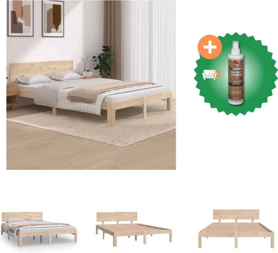 VidaXL Houten Bedframe Grenenhout 205.5 x 143.5 x 69.5 cm Matras 140 x 200 cm Montage vereist Bed Inclusief Houtreiniger en verfrisser