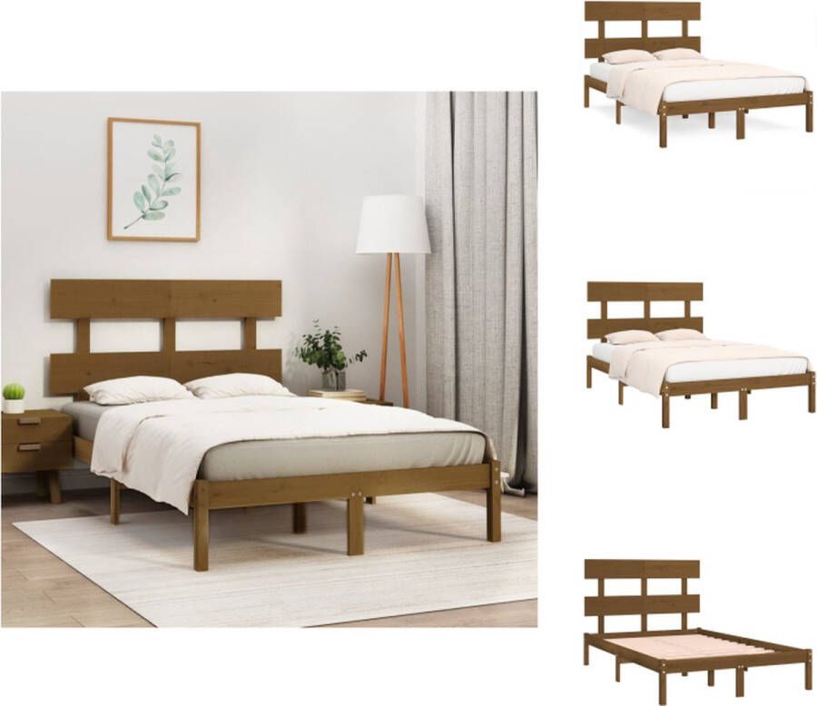 VidaXL Houten Bedframe Grenenhout 205.5 x 145.5 x 31 cm Honingbruin Geschikt voor 140 x 200 cm matras Bed