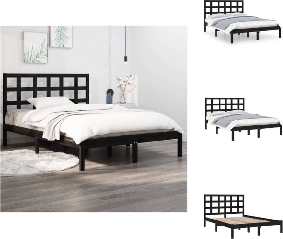 VidaXL Houten Bedframe Zwart Massief Grenenhout 205.5 x 146 x 100 cm 140 x 200 cm Montage vereist Bed - Foto 9