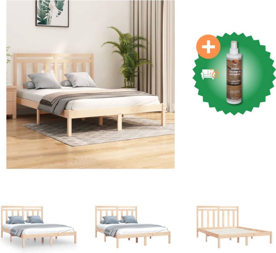 VidaXL Houten Bedframe Grenenhout 205.5 x 165.5 x 31 cm Rustieke uitstraling Bed Inclusief Houtreiniger en verfrisser - Foto 2