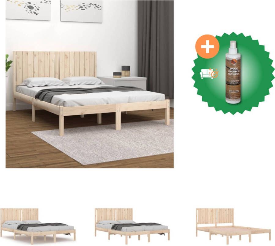 VidaXL Houten Bedframe Grenenhout 205.5 x 165.5 x 31 cm Rustieke uitstraling Bed Inclusief Houtreiniger en verfrisser